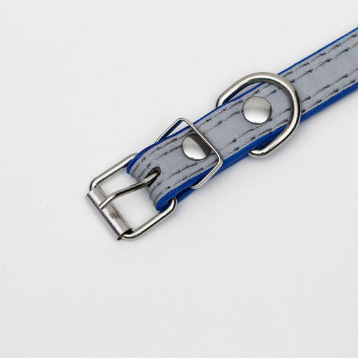 Ошейник с косточками светоотражающий, 37 х 1,3 см, ОШ 26-33, синий - Пижон фото 4