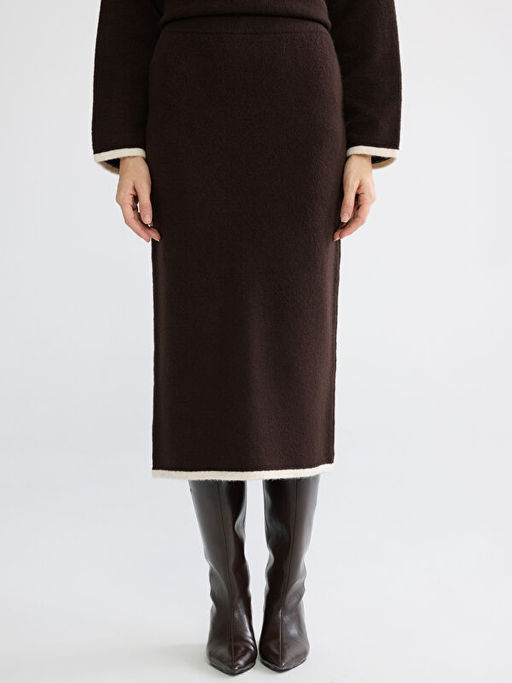 Beli Lastikli Y?rtma?l? Triko Kalem Etek