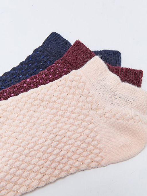 Desenli Kad?n Patik ?orap 3l?