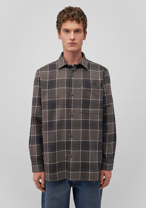 Kareli Gri Gomlek - Mavi фото 3