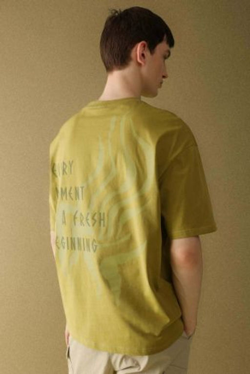 Oversize Genis Kal?p S?rt Bask?l? Bisiklet Yaka K?sa Kollu Tisort