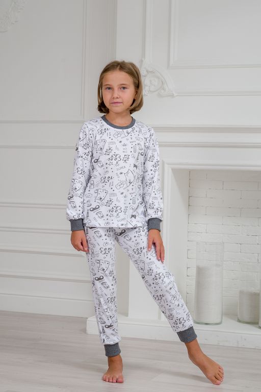 Пижама детская из интерлока Потешка котик темно серый - Амадэль фото 11
