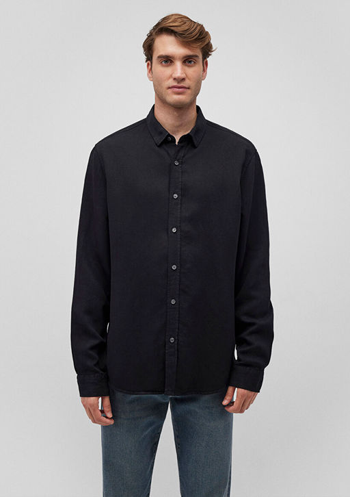 Siyah Tencel TM Lyocell Siyah Gomlek - Mavi фото 3