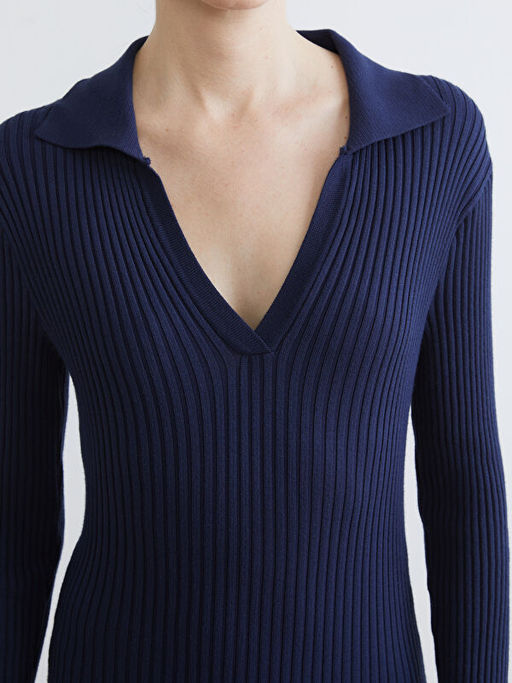 Polo Yaka Triko Elbise