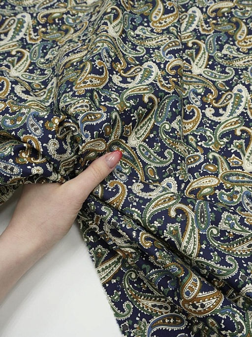 Импорт. хлопок Восточные огурчики на чернильно-синем, ш.1.48 м, хл-100%, 110гр/м.кв - Купава фото 7