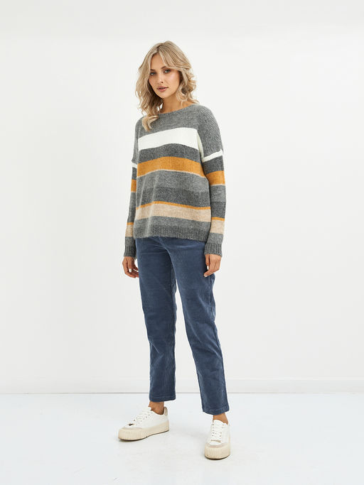 джемпер женский серый в полоску - Glenfield фото 3