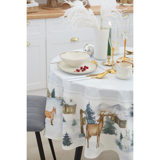 Скатерть Этель Forest animals d=150см +/-3см с ГМВО, 100%хл, саржа 190 гр/м2  фото 2