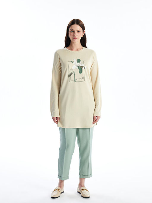 Bisiklet Yaka Bask?l? Kad?n Tunik