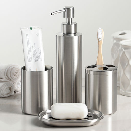 Аксессуары для ванной, 4 предмета, дозатор, мыльница, 2 стакана