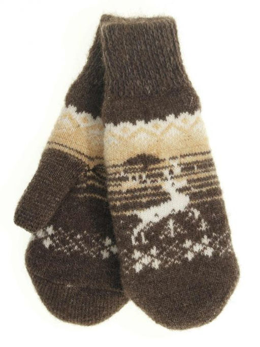 Варежки женские "Олень на закате" КРУГ 3436-1