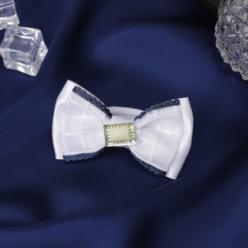 Цена за 6 шт. Бант для волос на резинке «Школьница», двойной, клетка, 7 см, сине-белый