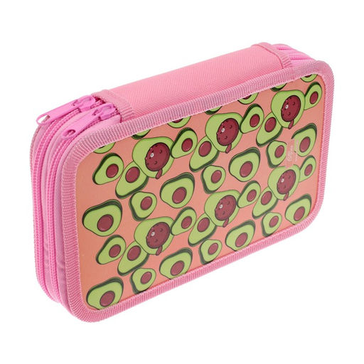 Пенал школьный, 2 секции, 12.5×20.5×4 см «Авокадо-кот»