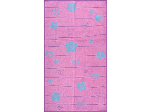 6с103.412ж1 Цветы и сердца (розовый9) Полотенце махровое 50х90см