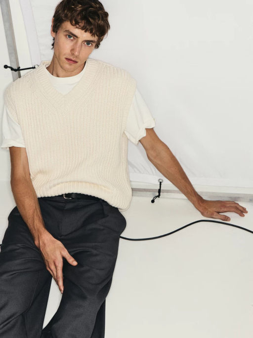 Вязаный жилет из 100% хлопка / Zarina  фото 7