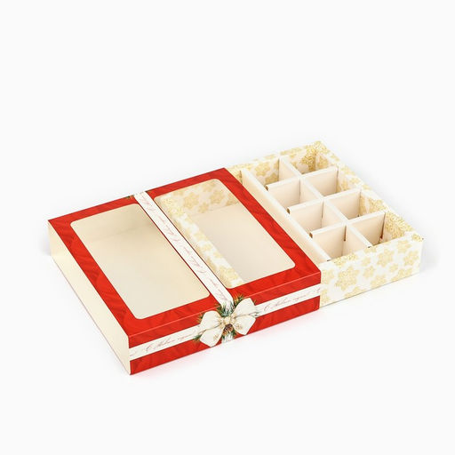 Цена за 5 шт. Коробка под 8 конфет и шоколад с ячейками Новогодняя роскошь, 18 х 18 х 4 см - Дарите счастье фото 4