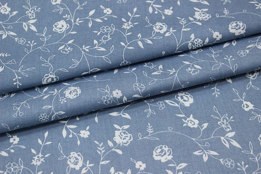 Поплин Роза Вьюнок цв.сине-серая дымка, СОРТ2, ш.1.5м, хлопок-100%, 105гр/м.кв - Купава фото 4