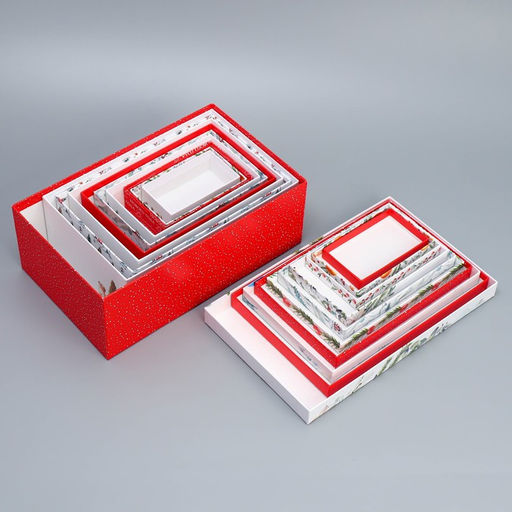 Набор новогодних подарочных коробок 10 в 1 «Новогодняя акварель», 12 х 7 х 4 - 32.5 х 20 х 12.5 см