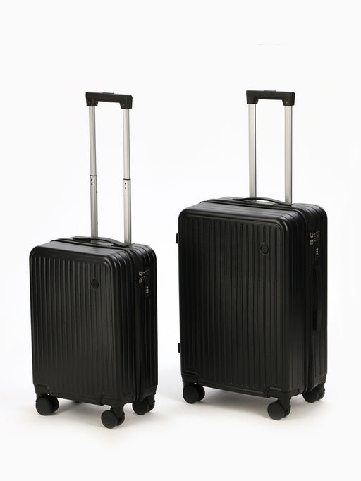 Чемодан на колёсах средний 74 л (М), на молнии, кодовый замок, 4 колеса, чёрный