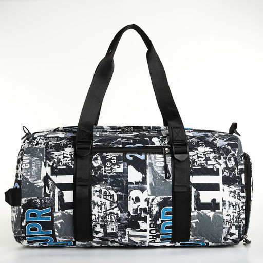 Сумка спорт L-б/н Буквы, 45*21*24, отд на молн, отд д/обуви, 2 н/кармана, дл ремень, черный - Simaland фото 3