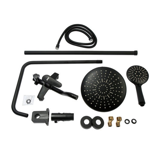 Душевая система ZEIN ZS-1BL, смеситель, тропическая и ручная лейка 3 режима, латунь, черная