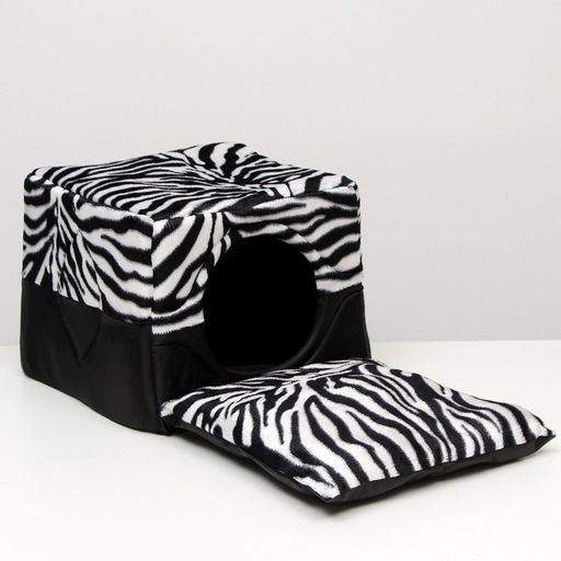 Дом-трансформер квадратный 43 х 43 х 34 см, расцветка зебра - Пижон фото 5