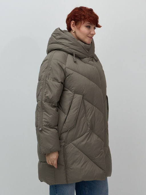 Пальто двубортная зимнее утепленное женское светло-коричневого цвета 7732SK - Visdeer фото 3