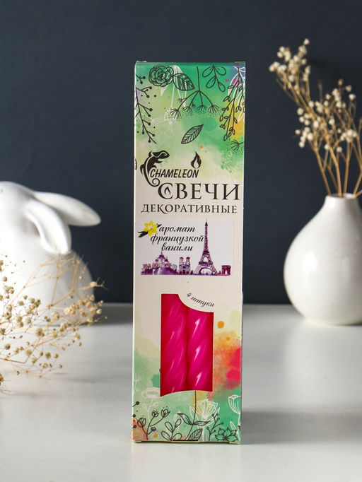 Набор: свечи ароматизированные витые 1.9×24 см, 4 шт., 40 г, 8 ч, французская ваниль