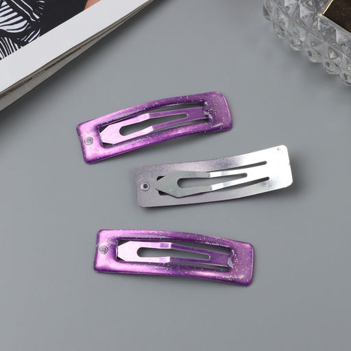 Цена за 6 шт. Заколки для волос «Хэдли», набор 3 шт., прямой, 5 см, фиолетовые