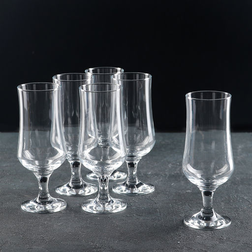 Пивные бокалы Paşabahçe Tulipe, 370 мл, набор 6 шт., стекло, прозрачные