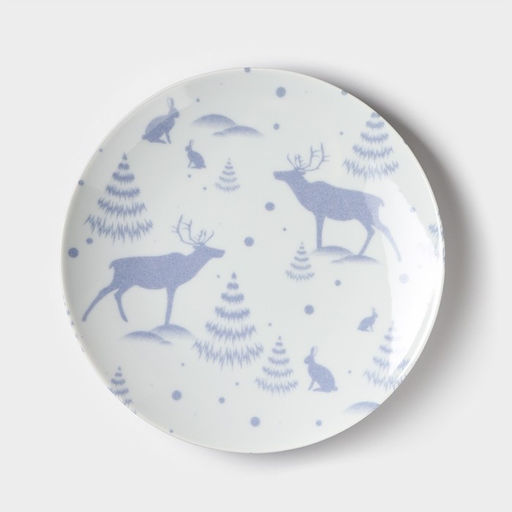 Тарелка новогодняя Добрушский завод Зимний лес, d=24 см, фарфор, синяя