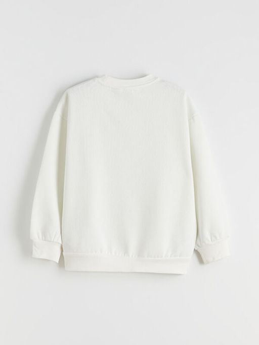 Bisiklet Yaka Stitch ve Angel Bask?l? K?z ?ocuk Sweatshirt