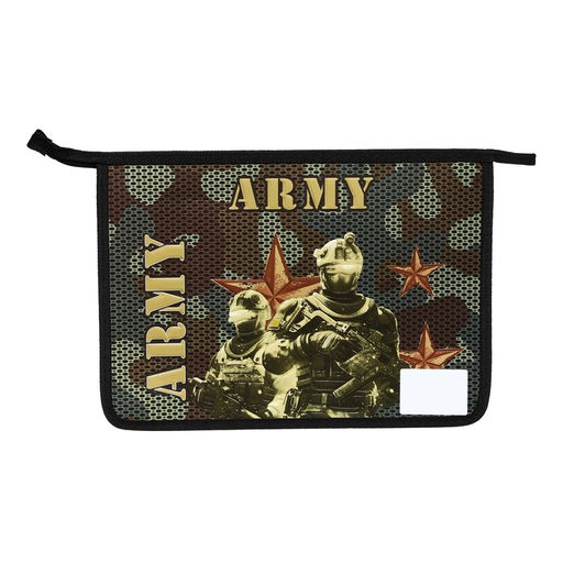 Папка для тетрадей А4, 245 х 340 х 50 мм, молния сверху, ламинированный картон, объемная, Армия - Calligrata фото 3