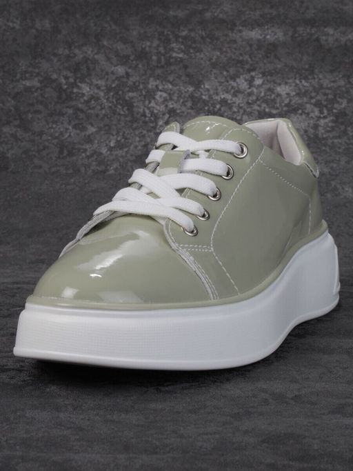 05-PDD215-3 GRAY GREEN Кроссовки женские (натуральная кожа)