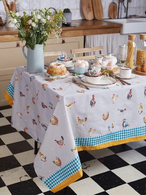 Скатерть пасхальная, Этель Chicken Ranch 220х147 см, 100% хлопок, репс 210 г/м2