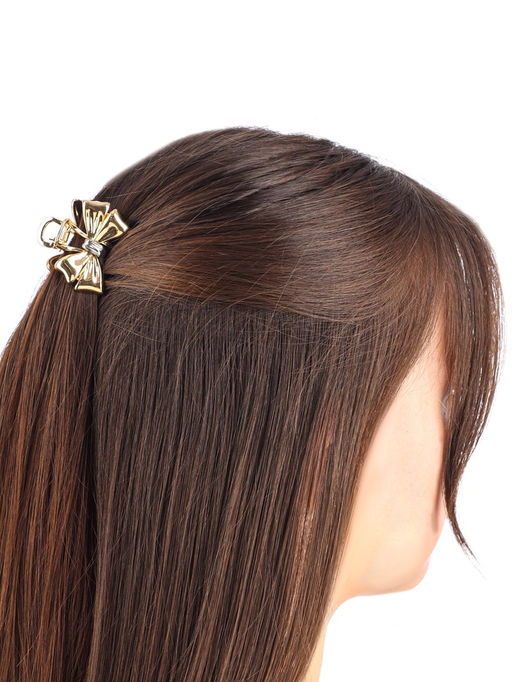 Цена за 6 шт. Крабик для волос «Хизер», бант галант, 4.5 см, золото