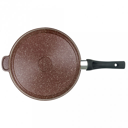 Сковорода с тефлоновым покрытием д28см "Шоколад", h7см, s0,42см, ручка из термостойкого пластика (Россия)