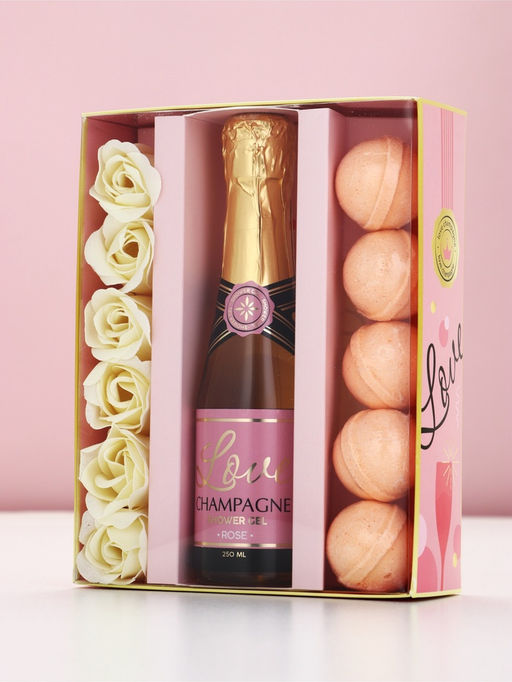 Чистое Счастье Женский набор Розовое шампанское, мыльные цветы и бурлящие шары - Simaland фото 7