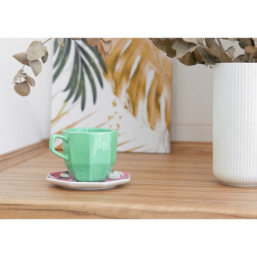 Чайная пара керамическая «Цветы»: кружка 200 мл, блюдце d=13 см