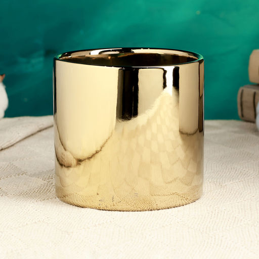 Горшок для цветов «Лайт», d=12 см, h=11 см, керамика, золотистое