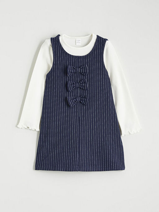 Fiyonklu K?z ?ocuk Elbise ve Bluz