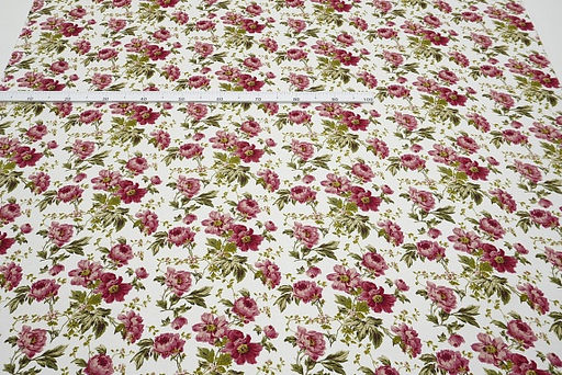 Интерьерный хлопок Бордовые пионы на белом, ш.1.5м, хлопок-100%, 215гр/м.кв - Купава фото 4
