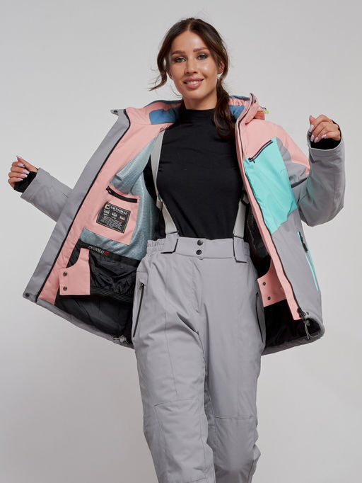 Горнолыжная куртка женская зимняя розового цвета 2319R - Chunmai фото 12