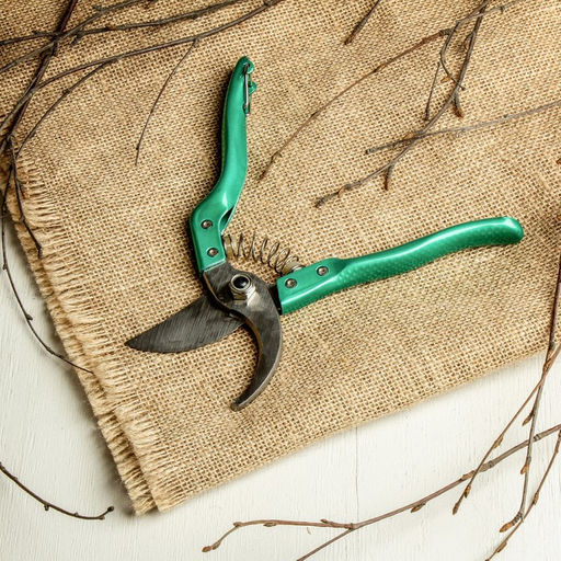 Секатор плоскостной, 8" (20 см), металлические ручки, с дополнительной пружиной, Greengo