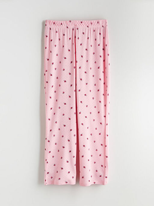 Beli Lastikli ?i?ekli Kad?n Pijama Alt