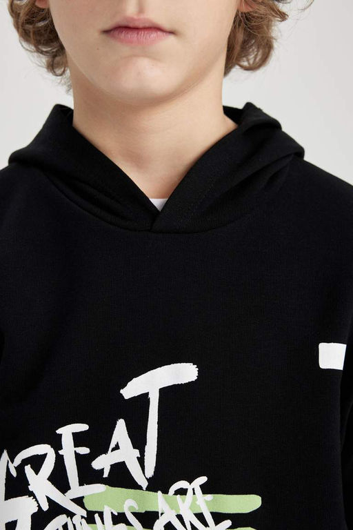 Толстовка оверсайз с капюшоном и принтом для мальчиков - Defacto фото 8