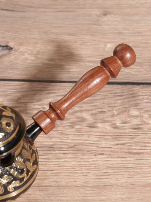 Цена за 2 шт. Турка Чёрное золото, 250 мл, латунь, с крышкой и деревянной ручкой - Simaland фото 4