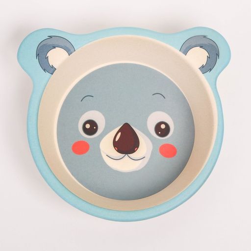 Набор бамбуковой посуды Коала, тарелка, миска, стакан, приборы, 5 предметов - Крошка я фото 6