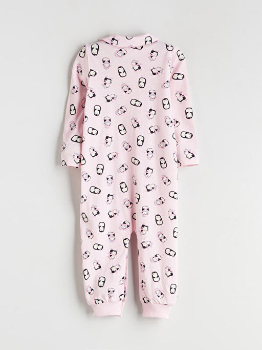 G?mlek Yaka Uzun Kollu Bask?l? K?z Bebek Tulum