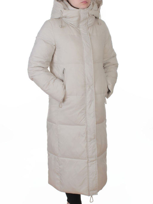 3068 LT. BEIGE Пальто пуховое женское с внутренним жилетом (утиный пух)