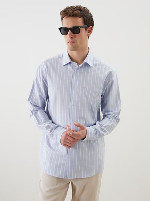 Рубашка Regular Fit короткий рукав Çizgili Oxford мужская